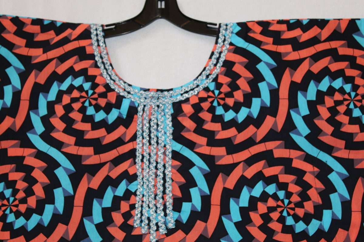 Orange & Turquoise Dashiki — Neck Design 2